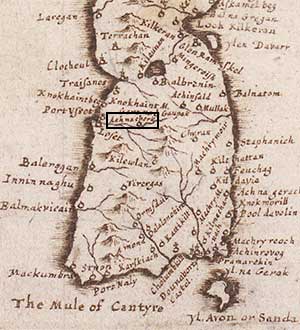 Gordon map of Kintyre, circa 1637